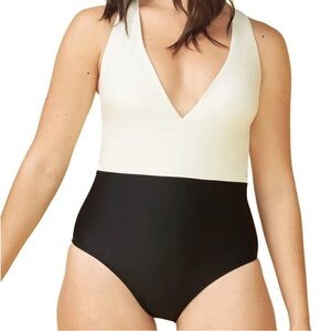 Summersalt Size 12 Deep Dive Elegant Black and White Sand One-Piece Swimsuit